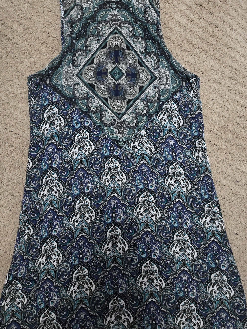 American Eagle Outfitters Teal, Navy and White Paisley Dress